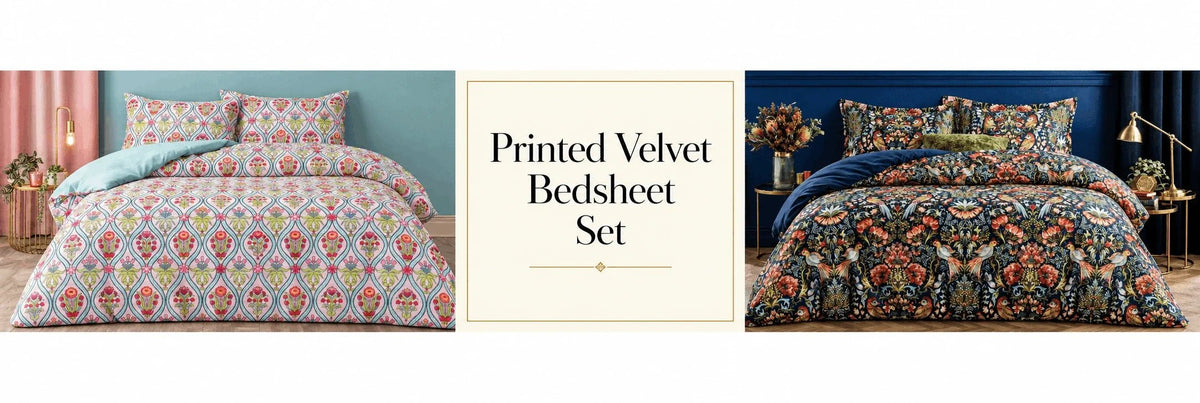 Printed Velvet Bedsheet Set - myhomestore.com.pk