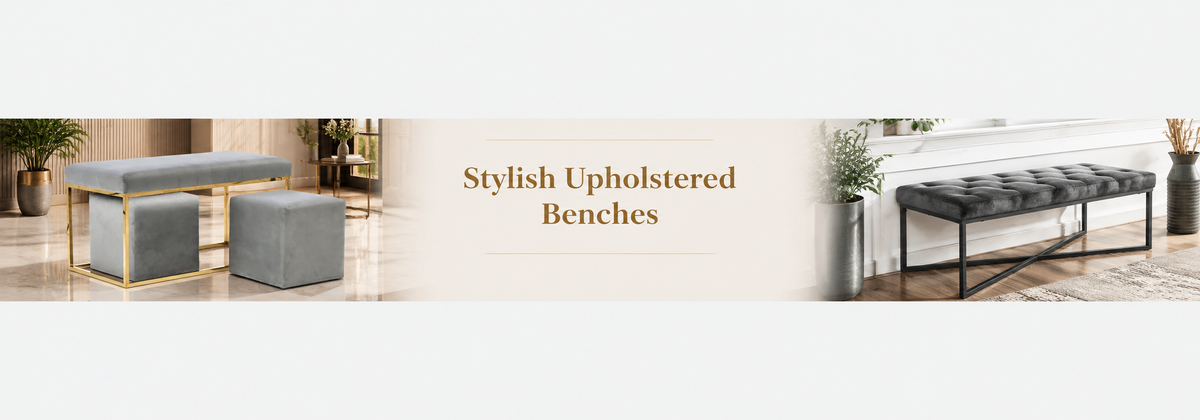 Luxury Upholstered Benches – Elegant Bedroom & Hallway Seating Collection