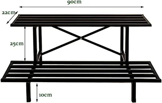 2 Tier Flower Racks Metal Plant Patio Standing Flower Shelf Holder - myhomestore.com.pk