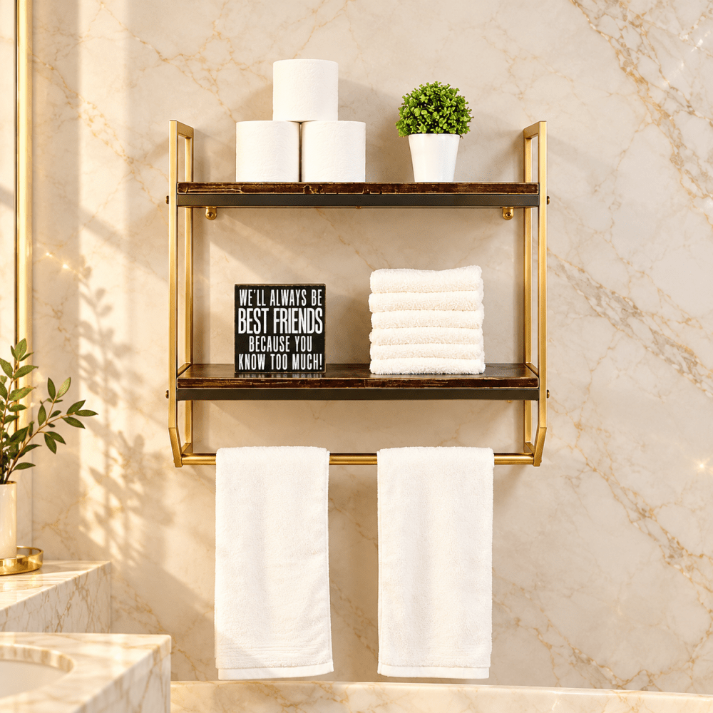 2-Tier Metal Industrial 23.6" Bathroom Shelves - myhomestore.com.pk