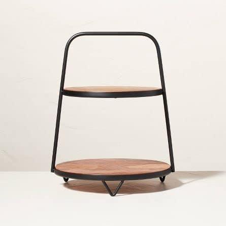 2 - Tier Wood & Metal Serving Stand - myhomestore.com.pk