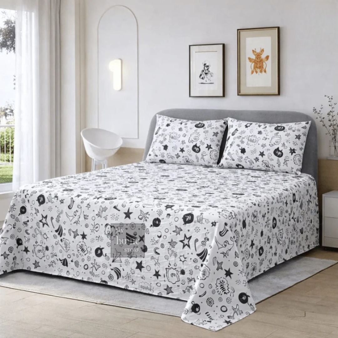 Black & White Bedding Set (3 Pcs)