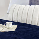 Soft Flannel Fleece Blanket In Navy