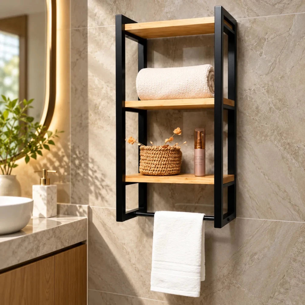 3-Tier Bathroom Shelf, Storage for Towel - myhomestore.com.pk