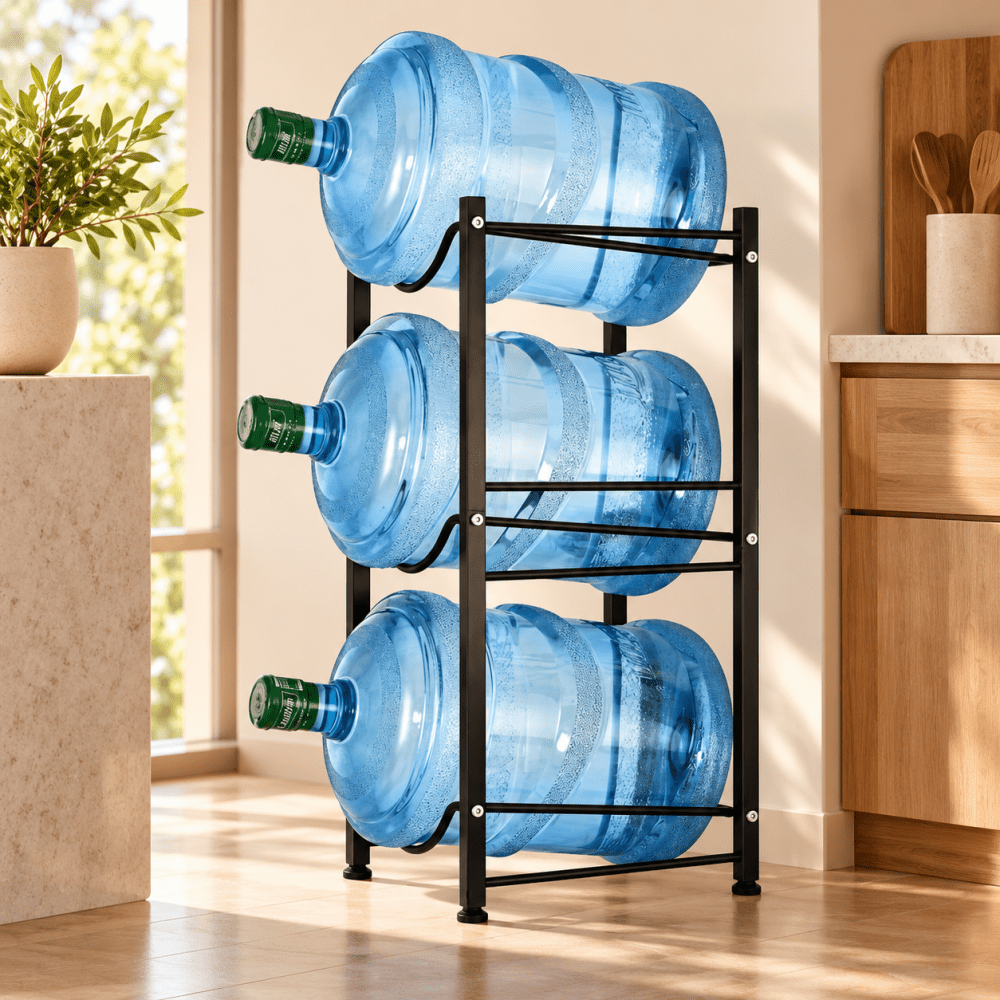 3 Tier Black Water Cooler Jug Rack - myhomestore.com.pk