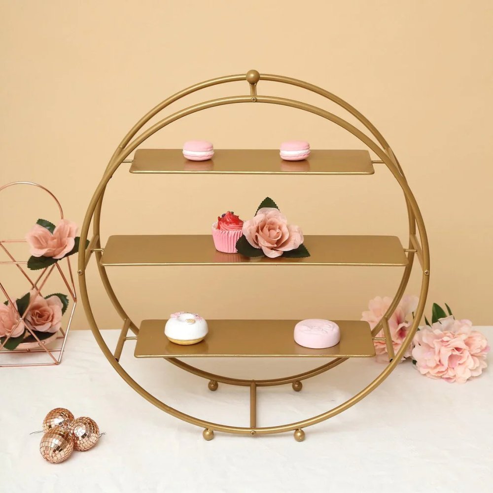 3 Tier Gold Cupcake Stand - myhomestore.com.pk