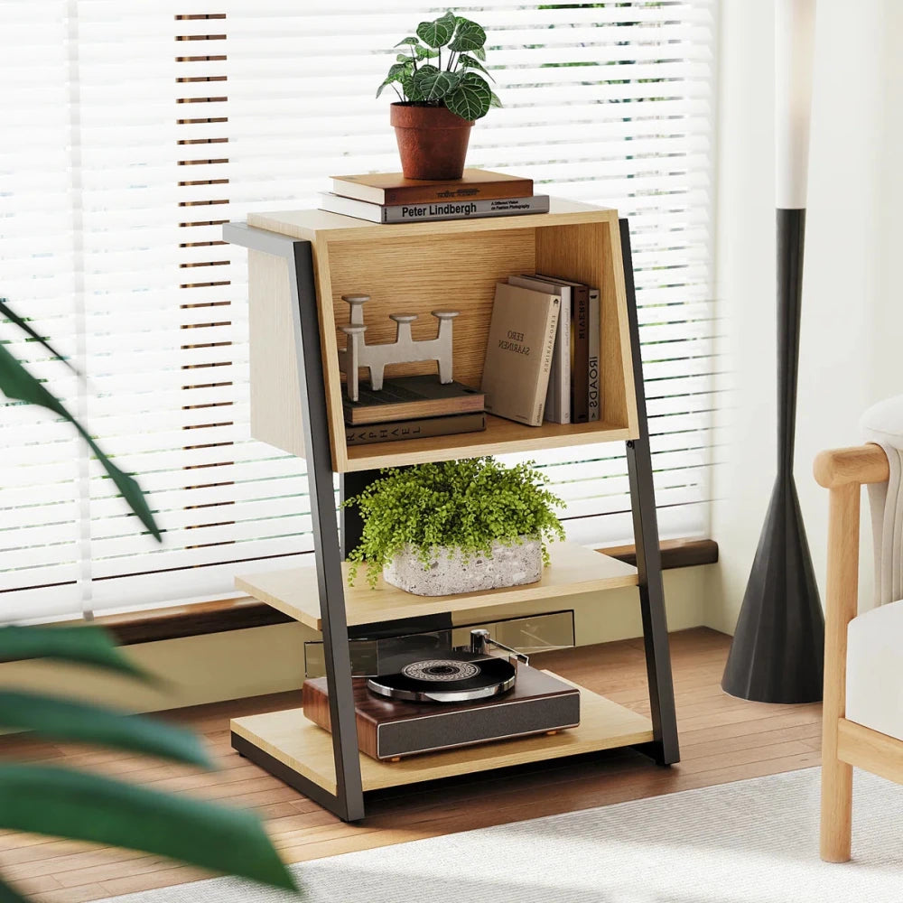 4 Tier Industrial Bookcase, Ladder Book Shelf with Storage Organizer - myhomestore.com.pk