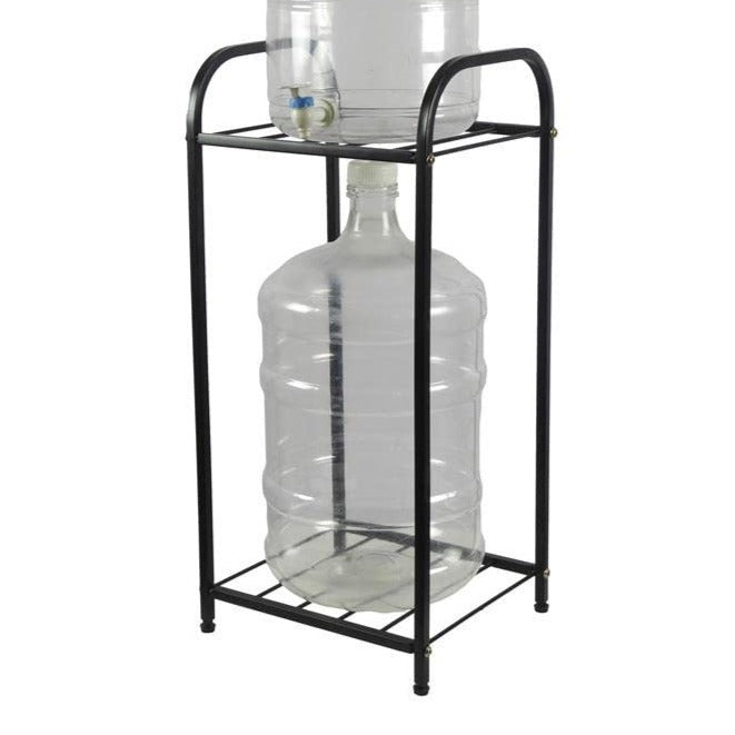 Metal Bottle Water Dispenser Stand for kitchen (Black, 2 Compartment)