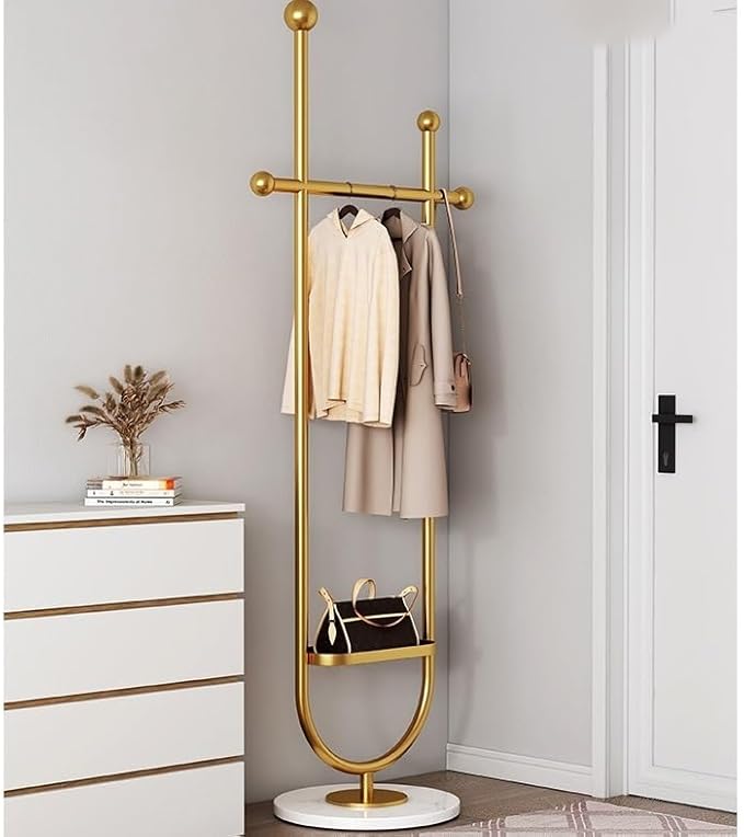 Modern gold metal freestanding coat rack