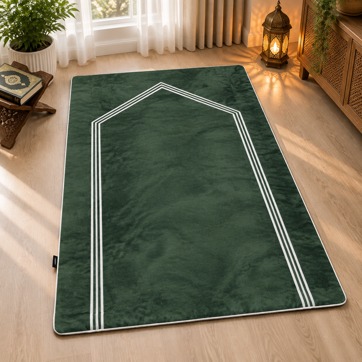 Luxury Forest Green Velvet Prayer Mat