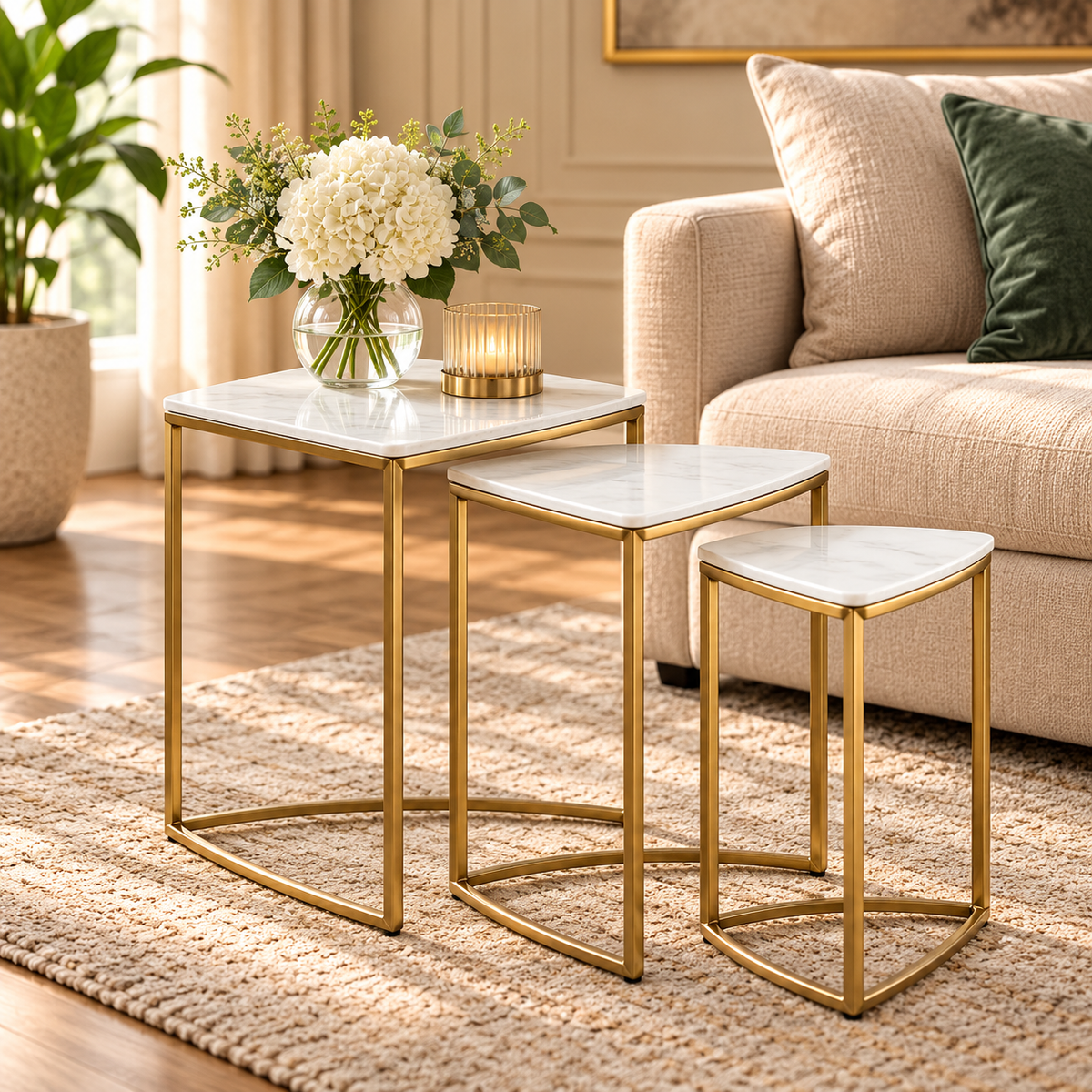 Side Table Serving Table Accent Table Nesting Table End Table Tri Edge Nesting Table
