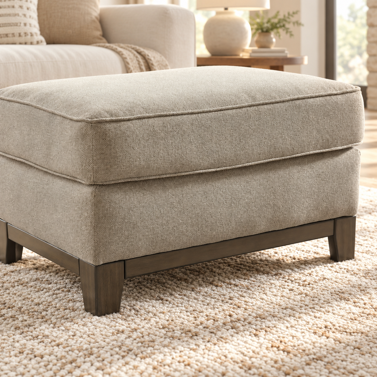 Jute Storage Ottoman with Tray 20" x 20"