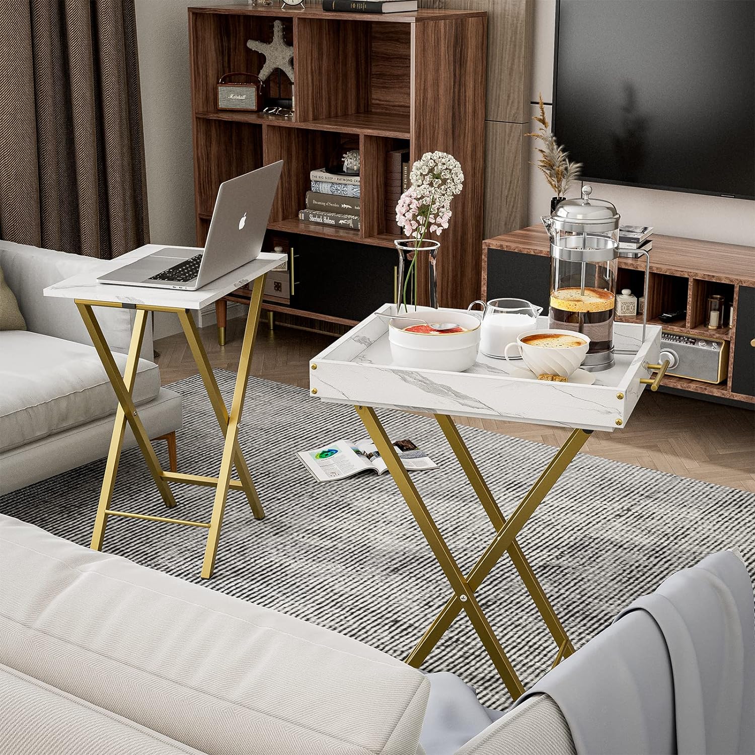 Folding Table with Removable Serving Tray