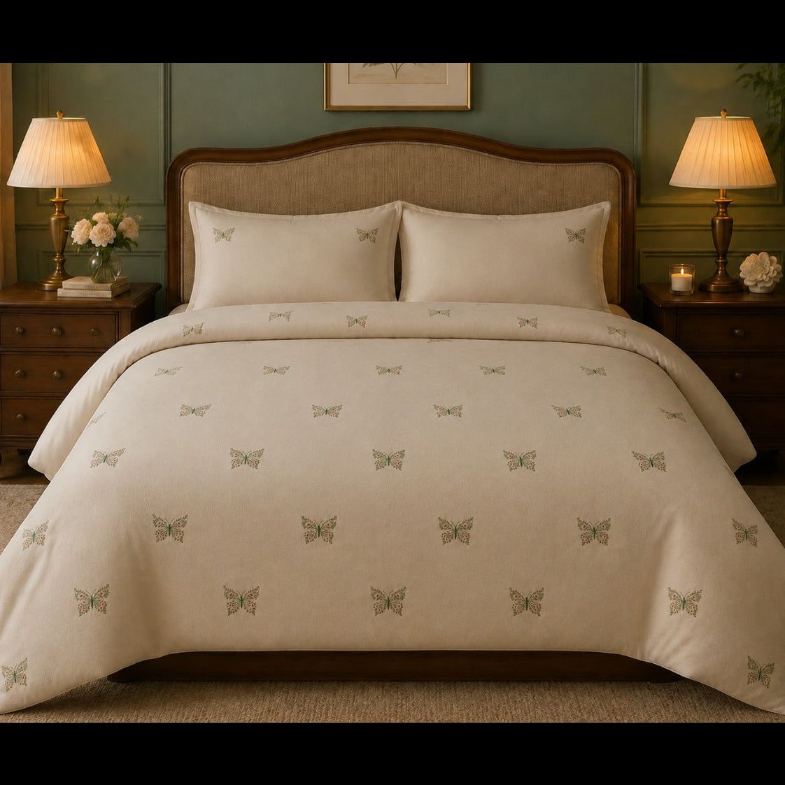 Premium Butterfly Embroidered Luxury Bedding Set