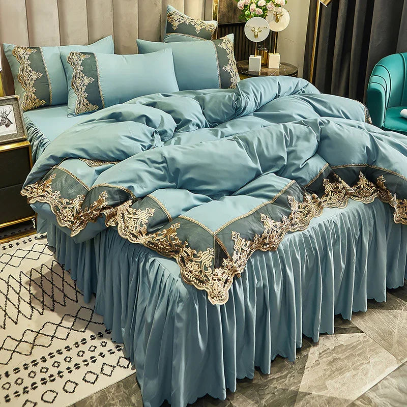 Luxury Duvet Set With Vintage Lace - myhomestore.com.pk