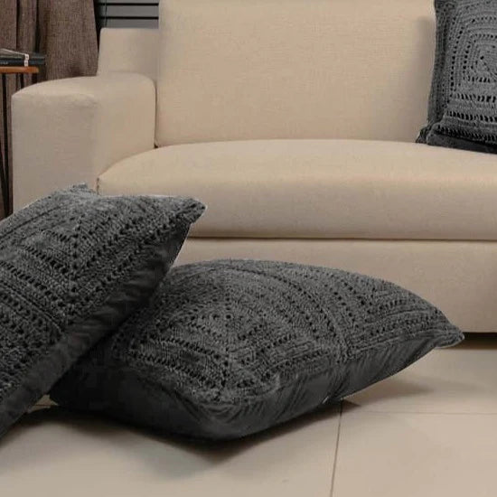 Charcoal Grey Floor cushion Cover -1 Pc Crochet cushion