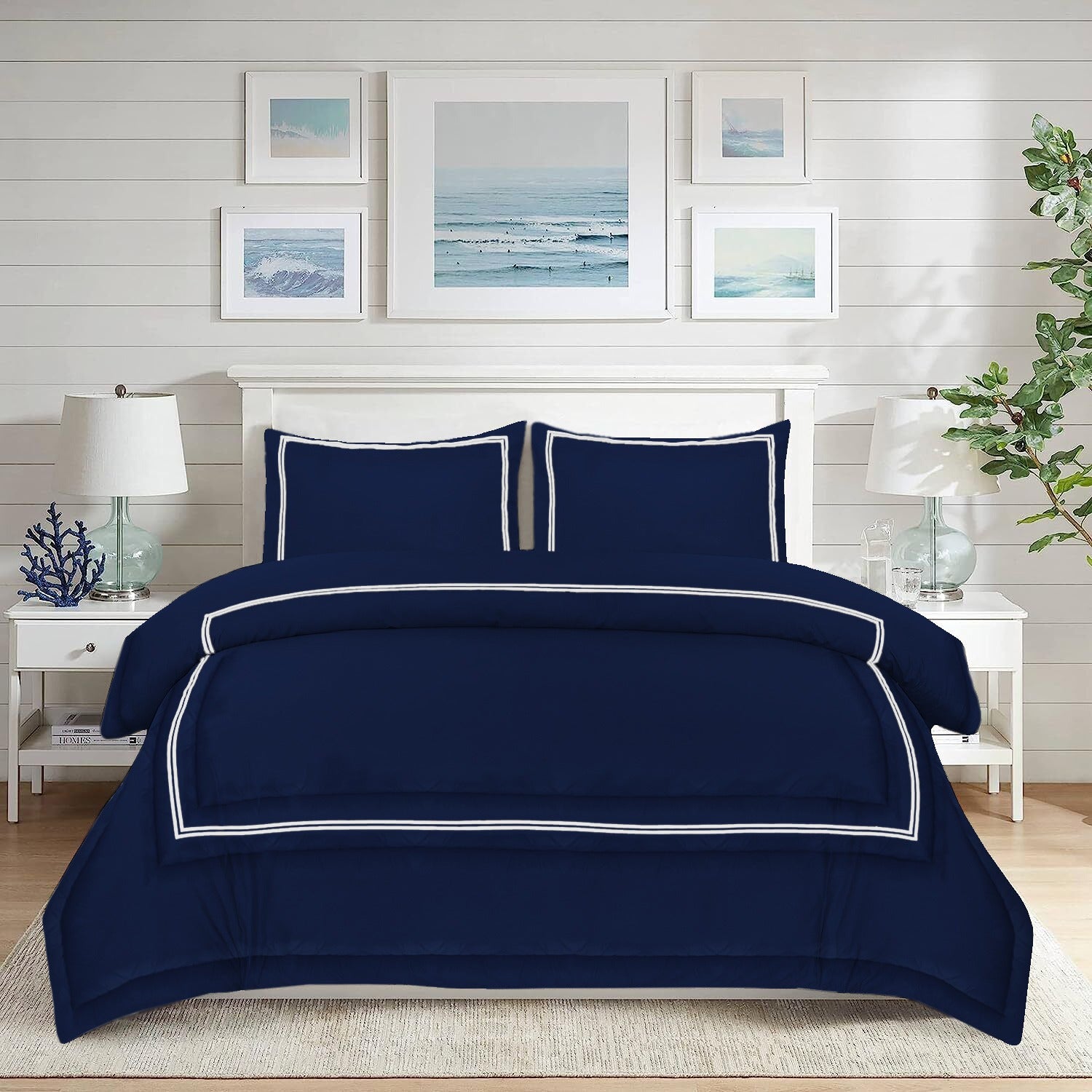 Baratta Comforter Set (Navy With White Bratta Stitch)