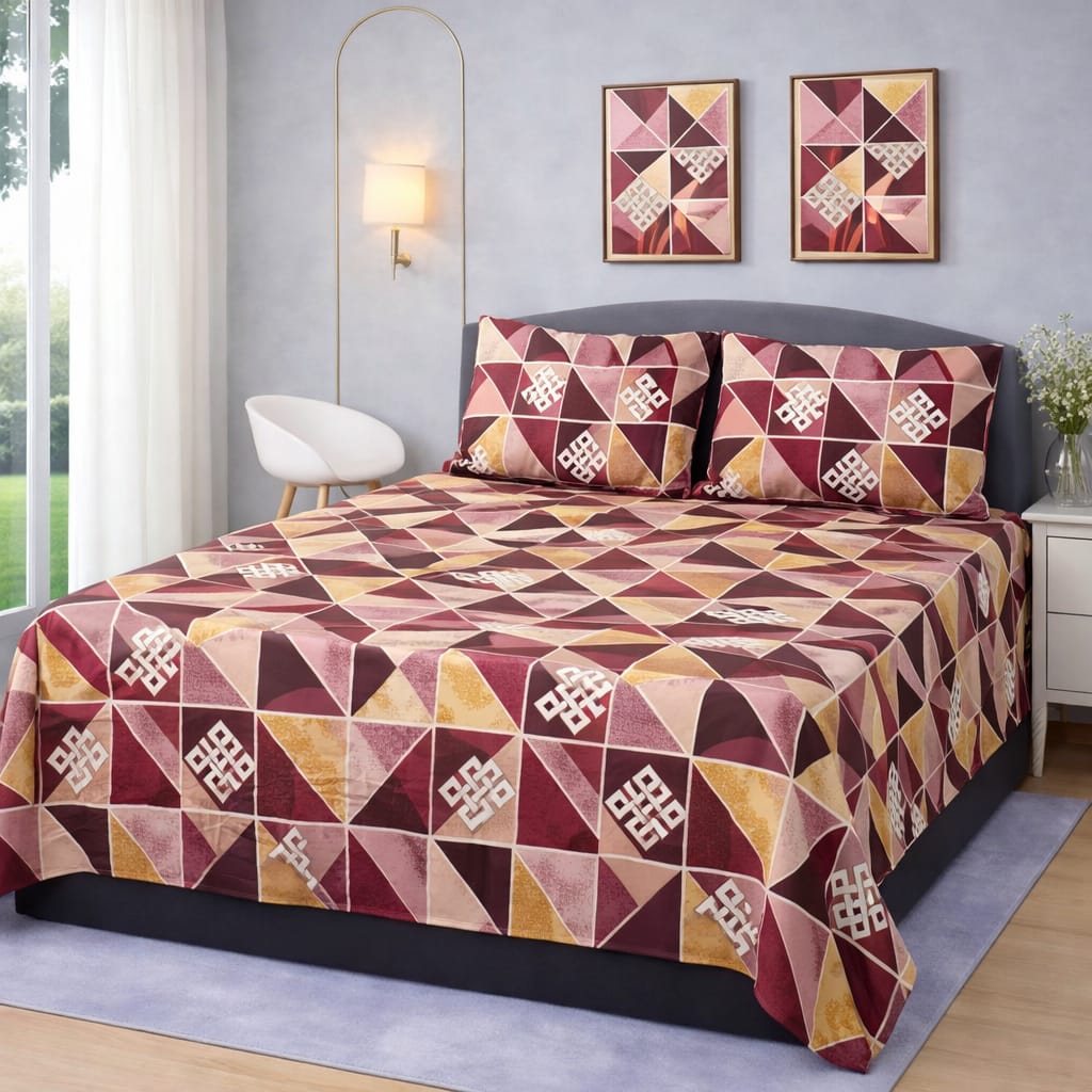 Pattern Play Printed Bedsheet – King Size Bedding