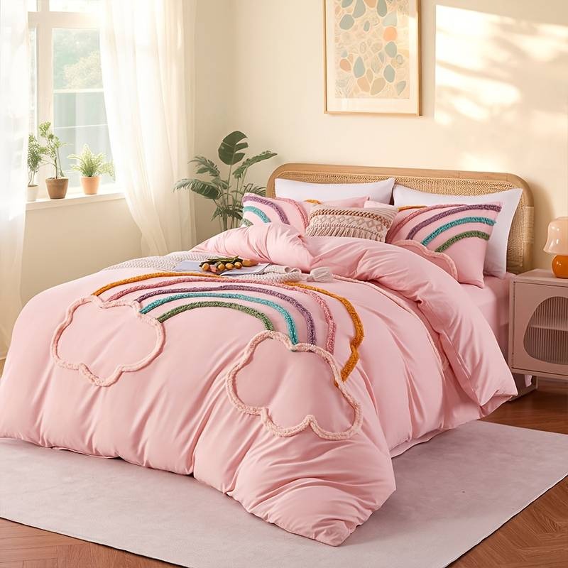 Rainbow Cloud Embroidered Duvet Cover Set