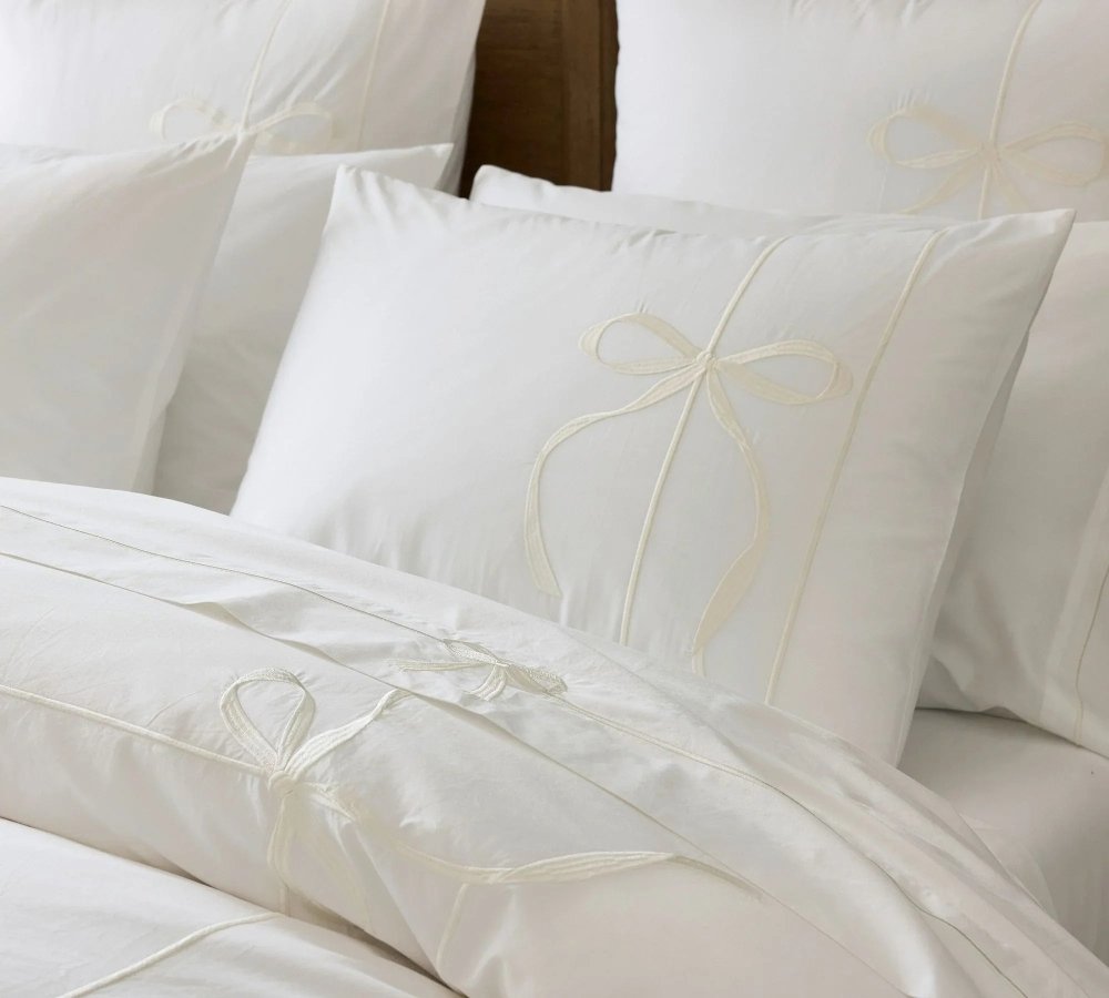Aubree Bow Embroidery Duvet Set– Elegant & Timeless Bedding - myhomestore.com.pk