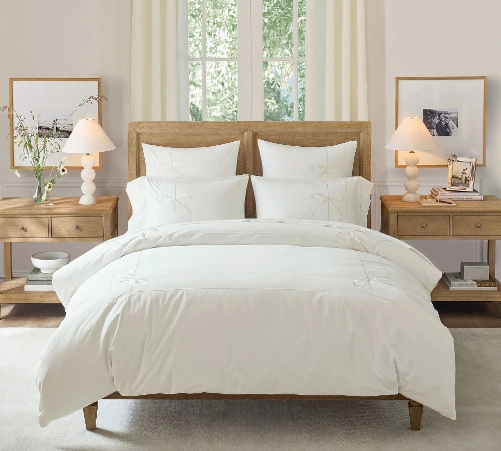 Aubree Bow Embroidery Duvet Set– Elegant & Timeless Bedding - myhomestore.com.pk
