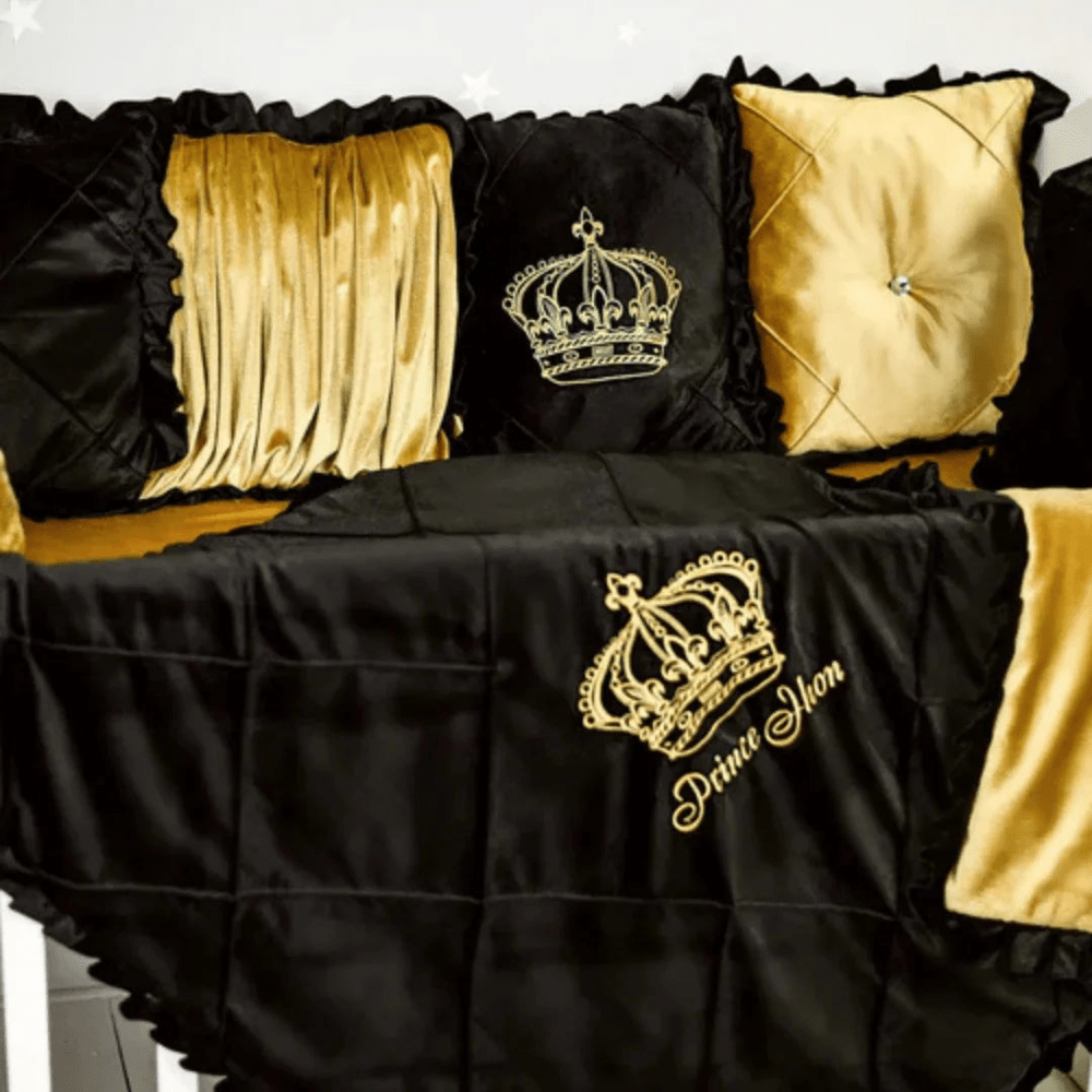 Baby Cot Set Black with Gold - myhomestore.com.pk