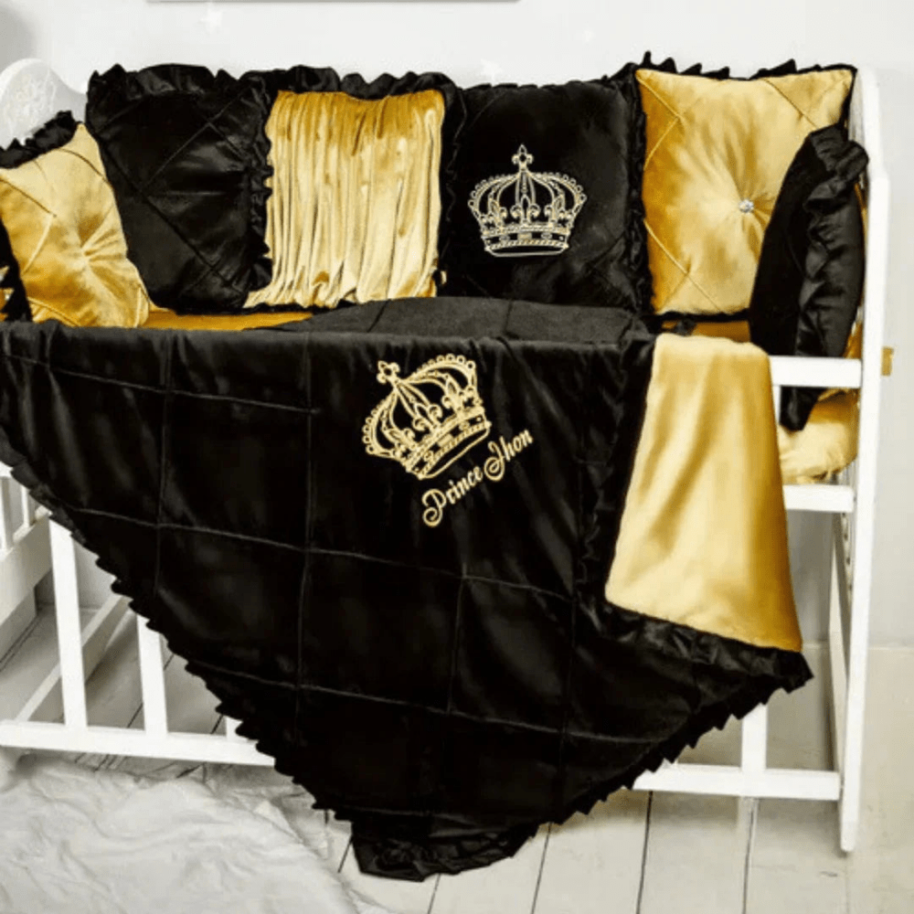 Baby Cot Set Black with Gold - myhomestore.com.pk