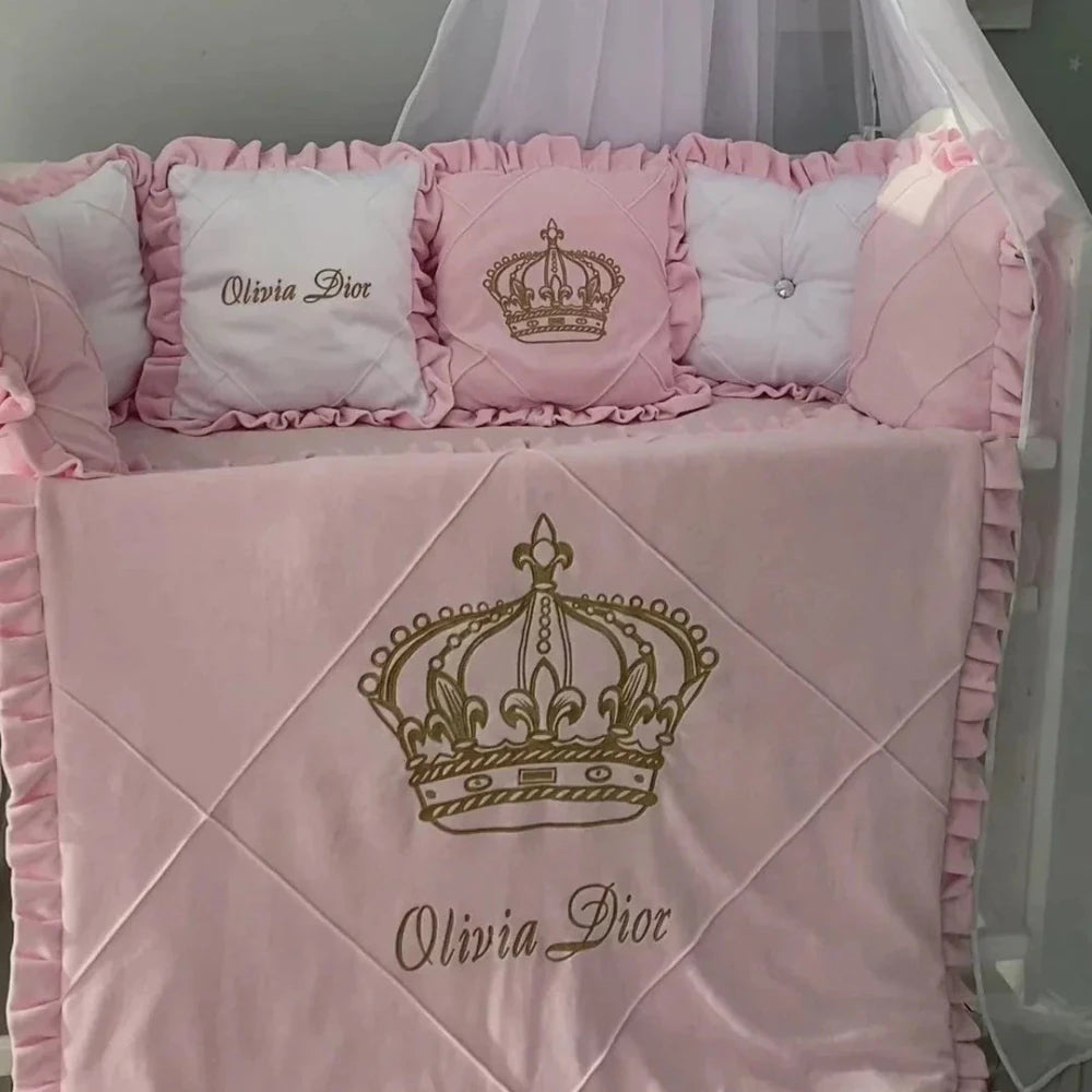Baby Cot Set ( Pink Princess Crown ) - myhomestore.com.pk