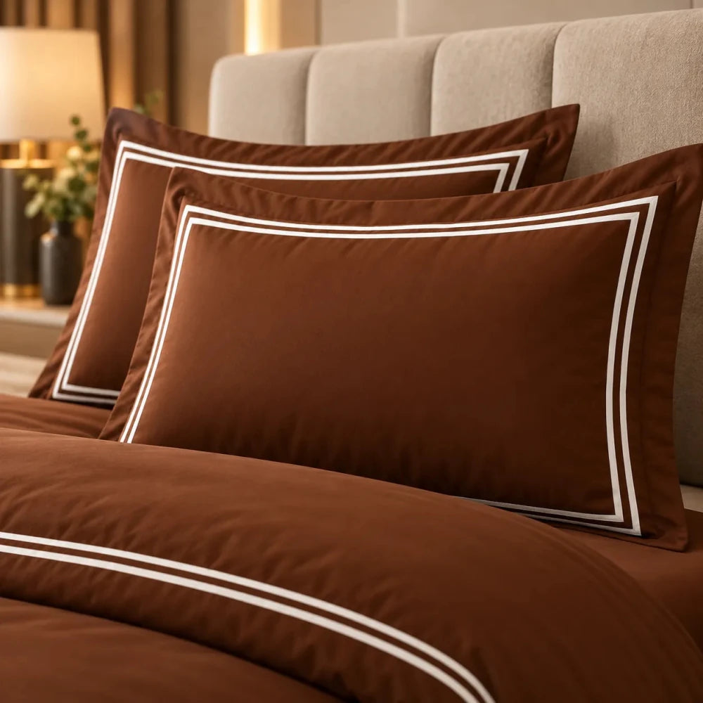 Baratta Comforter Set (Brown with White Bratta Stitch) - myhomestore.com.pk