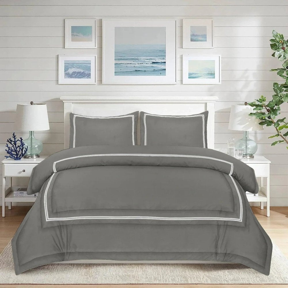 Baratta Comforter Set (Grey with White Bratta Stitch) - myhomestore.com.pk