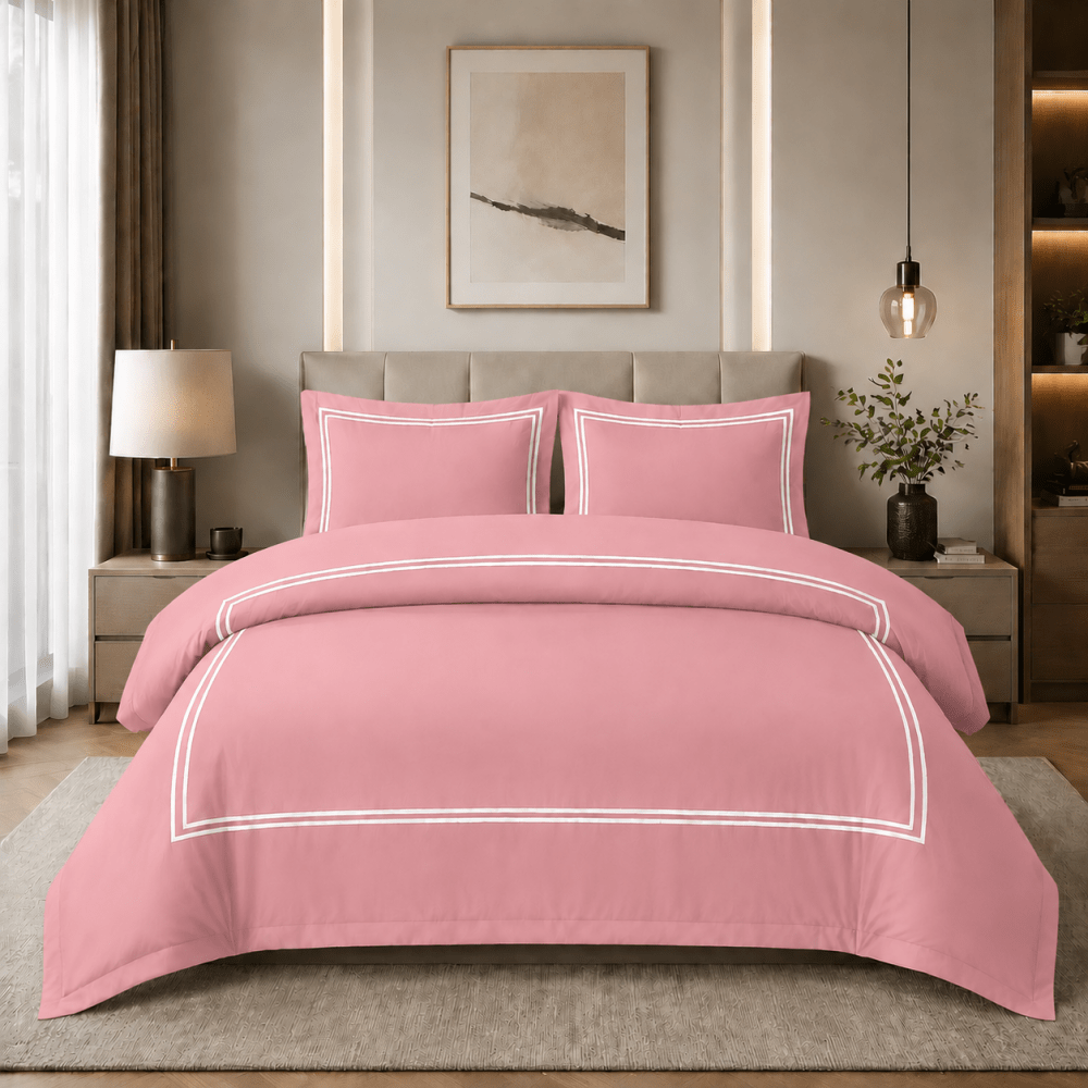 Baratta Comforter Set (Pink with White Bratta Stitch) - myhomestore.com.pk