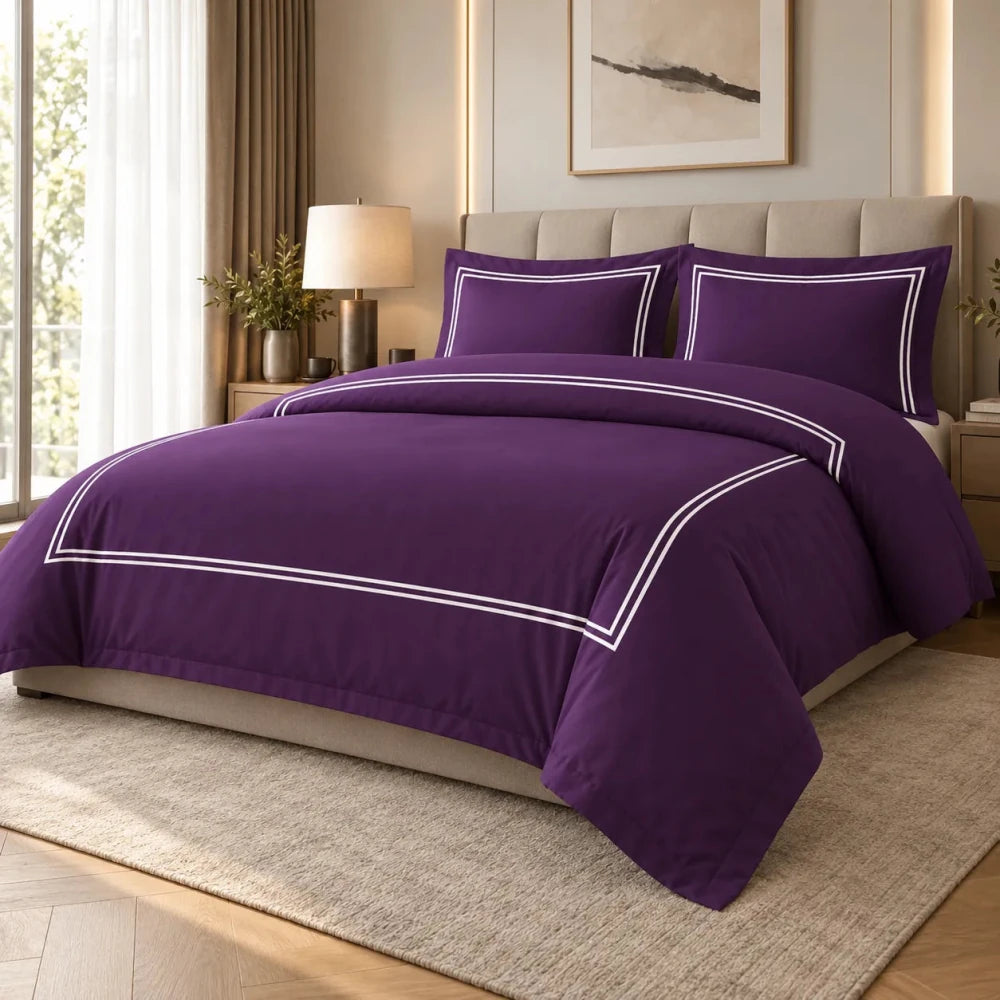 Baratta Comforter Set (Purple with White Bratta Stitch) - myhomestore.com.pk