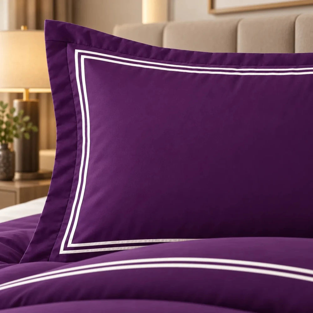 Baratta Comforter Set (Purple with White Bratta Stitch) - myhomestore.com.pk