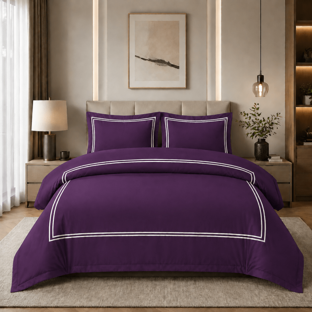 Baratta Comforter Set (Purple with White Bratta Stitch) - myhomestore.com.pk