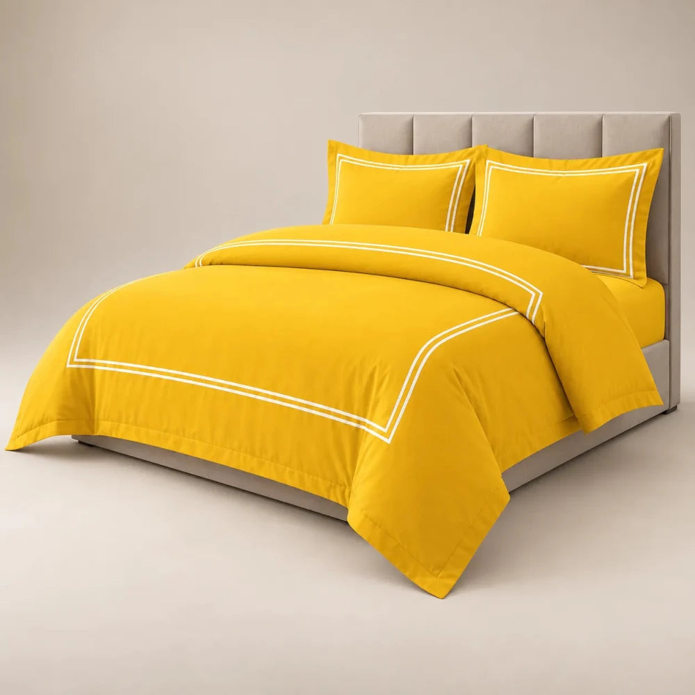 Baratta Comforter Set (yellow with White Bratta Stitch) - myhomestore.com.pk