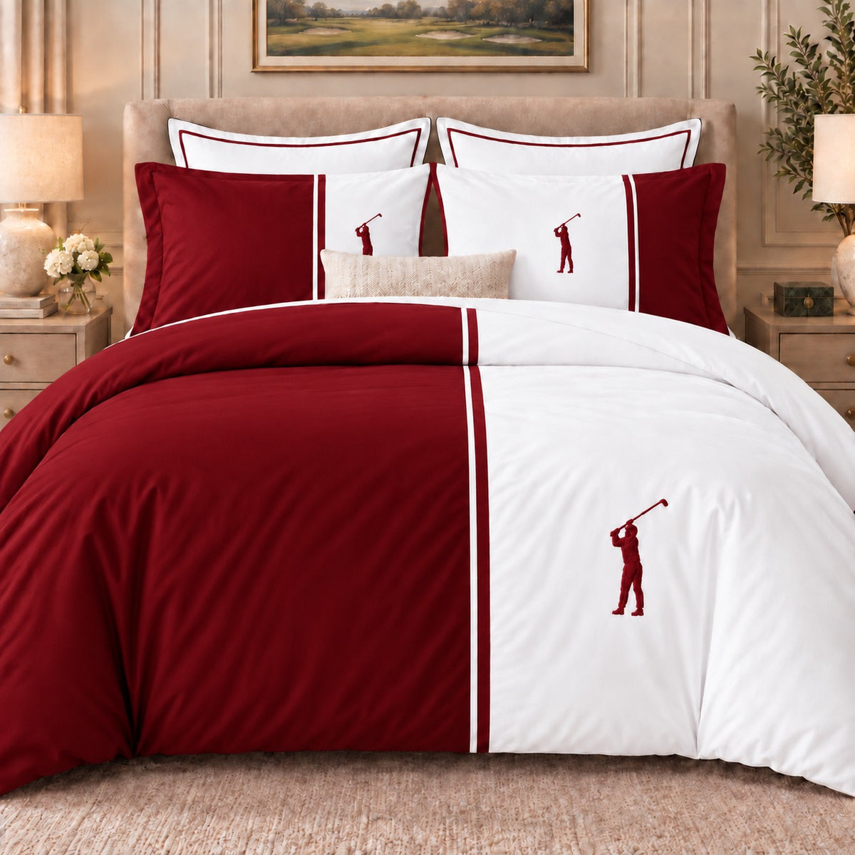 Premium Golf Club Embroidered Bedding Set