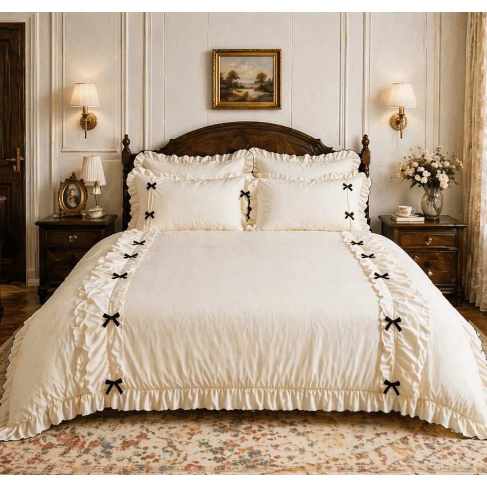 Black Bow Duvet Set - myhomestore.com.pk