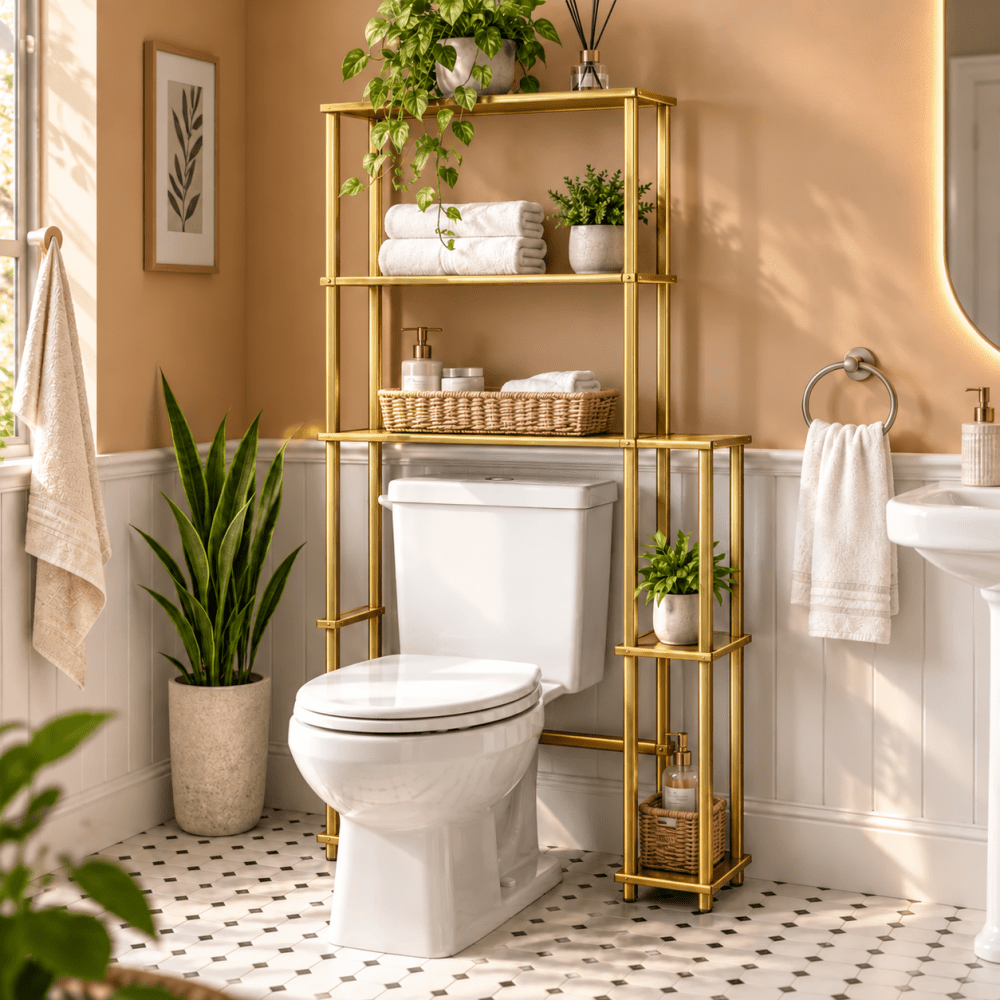 Black Toilet Space Saver with 5-Shelves - myhomestore.com.pk