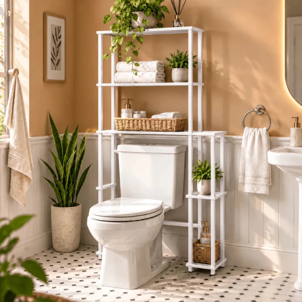 Black Toilet Space Saver with 5-Shelves - myhomestore.com.pk