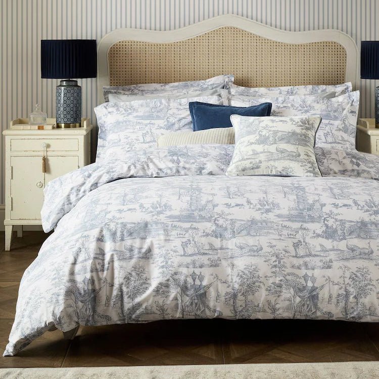 Blue Chambray Braysmith Toil Printed Duvet Set – Luxury Bedding - myhomestore.com.pk