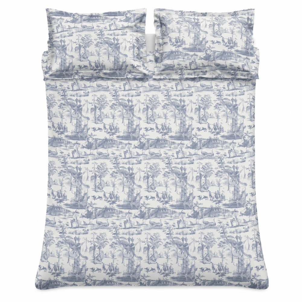 Blue Chambray Braysmith Toil Printed Duvet Set – Luxury Bedding - myhomestore.com.pk