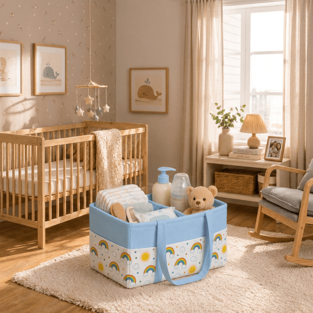 Blue Rainbow Dreams Diaper Caddy Bag - myhomestore.com.pk