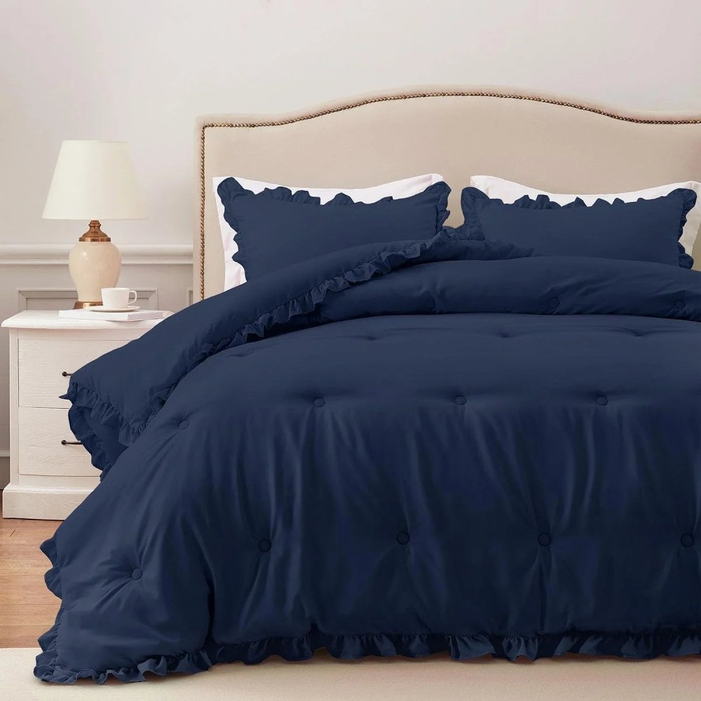 Blue Ruffle Comforter Set - myhomestore.com.pk
