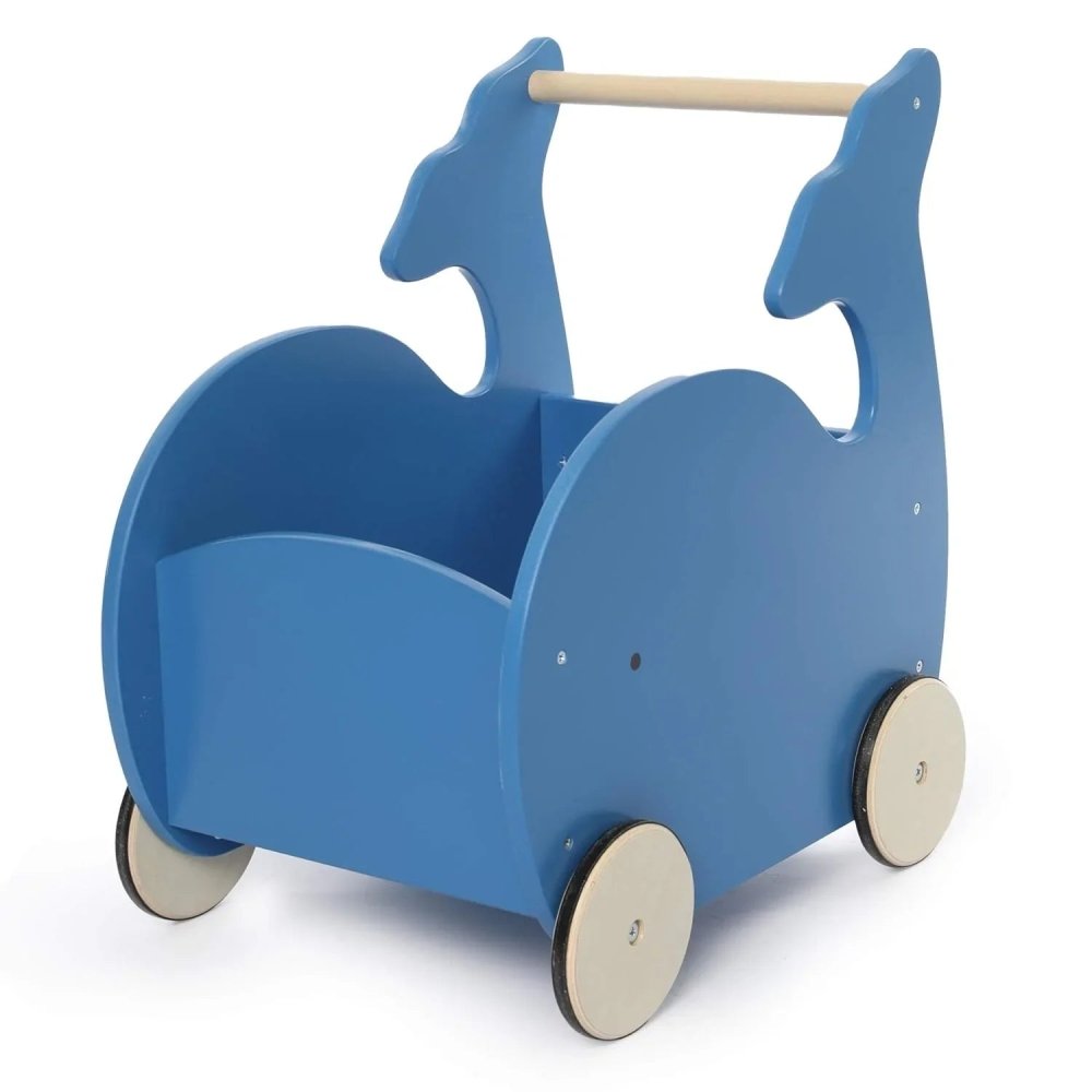 Blue Whale 2 - in - 1 Baby Learning Walker Wooden Strollers - myhomestore.com.pk