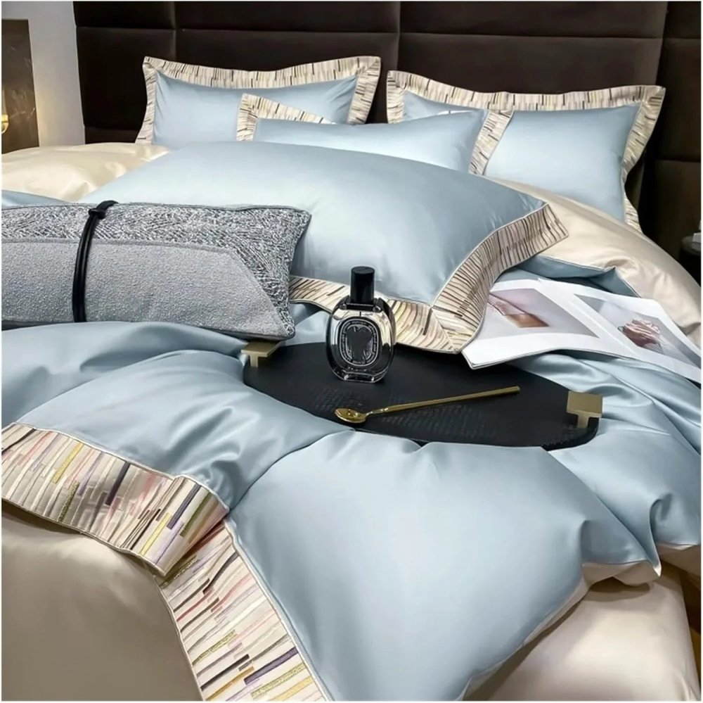 Border Line Embroidery Duvet Set - myhomestore.com.pk