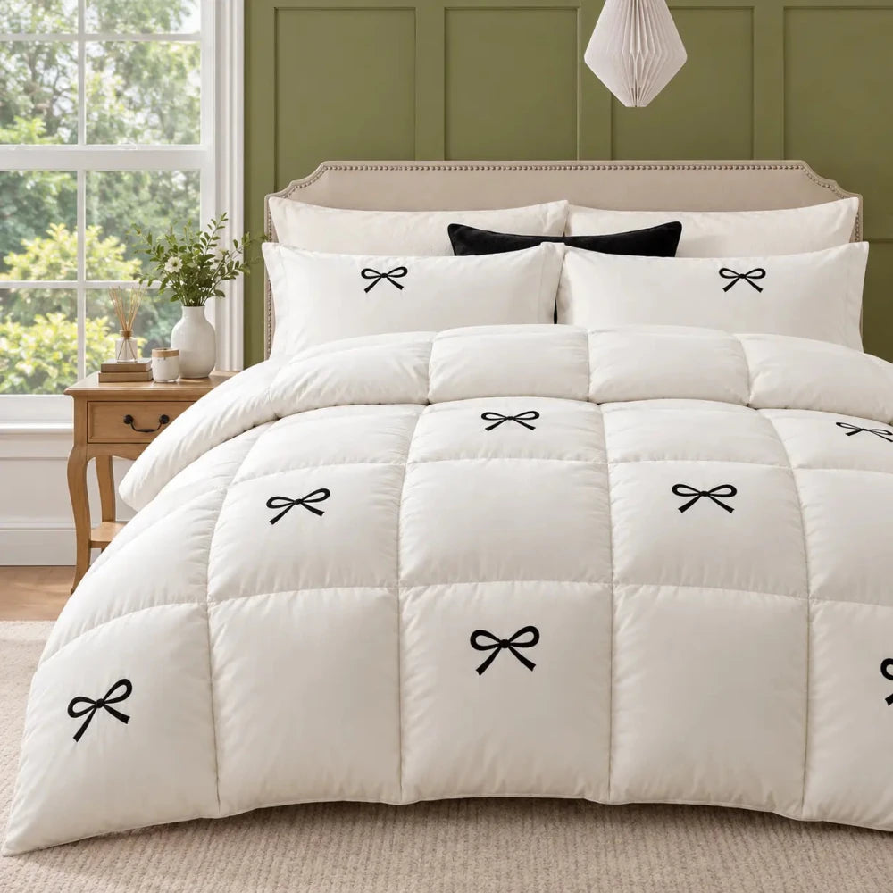 Bow Embroidered Comforter - King - myhomestore.com.pk