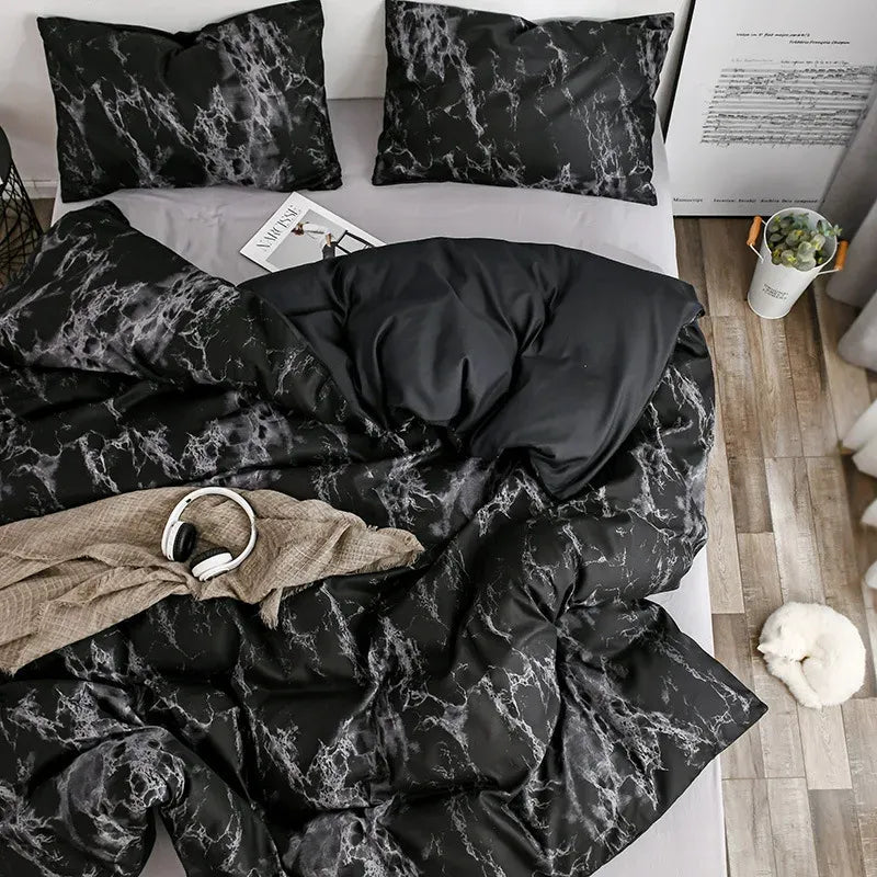 Breathable Marbled Pattern Digital Printed Duvet Set - myhomestore.com.pk