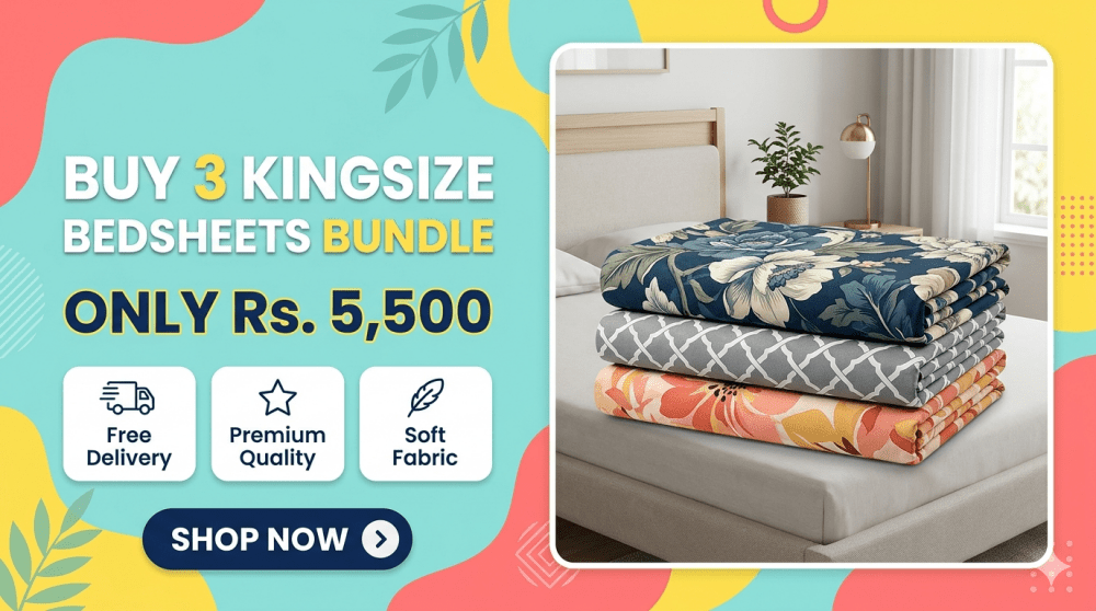 Buy 3 Kingsize Bedsheets in Rs 5500 | Bedsheet Bundle Deal - myhomestore.com.pk