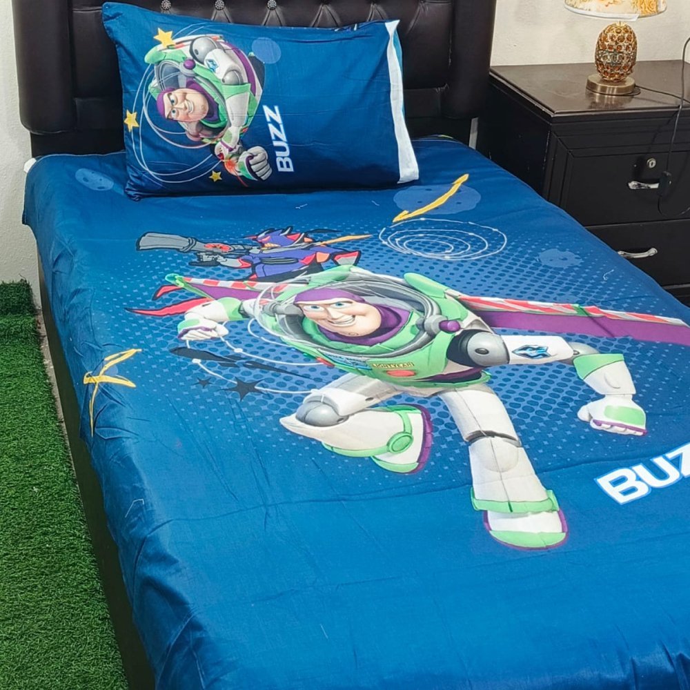 Buzz Lightyear Blue Kids Bed Sheet - myhomestore.com.pk