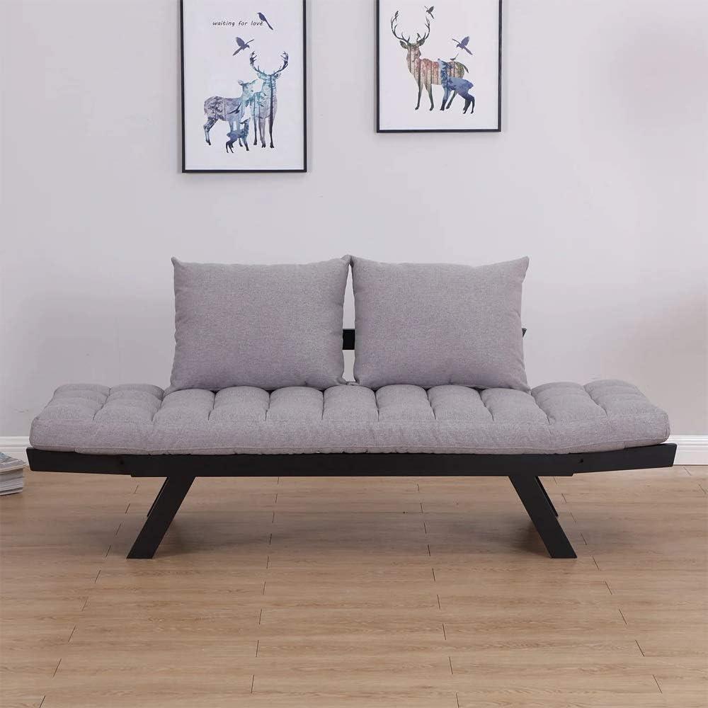 Chenille Flared Arm Sleeper - 3 Position Convertible Chaise Lounger Sofa Bed with 2 Large Pillows - myhomestore.com.pk